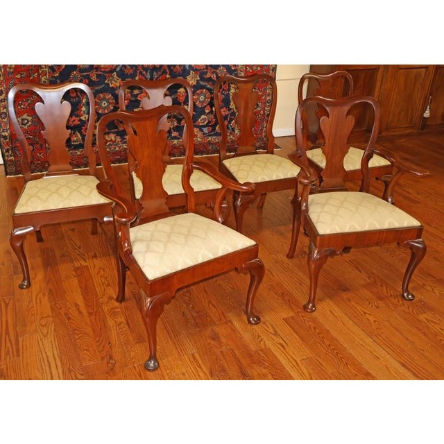 Queen Anne 1980s Set of 6 Kindel Queen Anne Style Mahogany Dining Chairs For Sale - Image 3 of 18