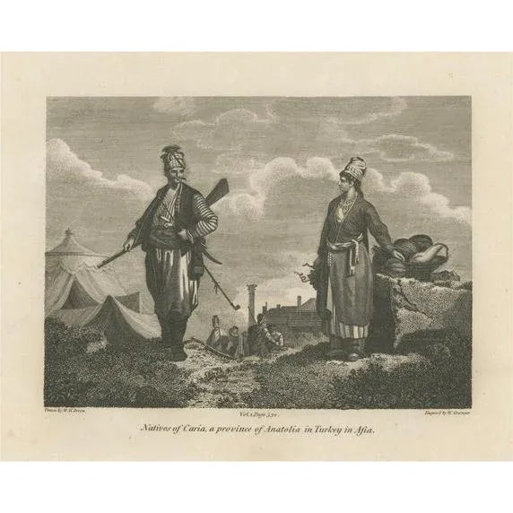 Paper Cooke, Natives of Caria, Province of Anatolia in Turkey in Asia, 1801, Print For Sale - Image 7 of 7
