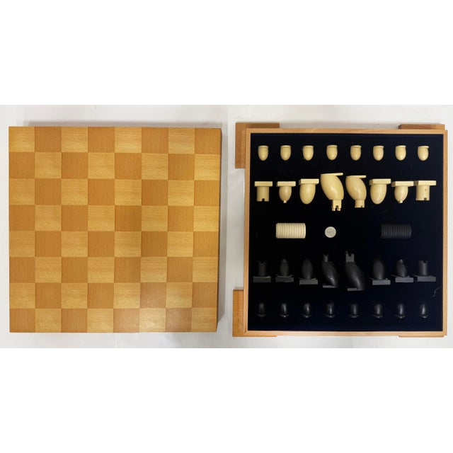 Tan Vintage Post Modern Michael Graves Chess Set, Maple Board For Sale - Image 8 of 9