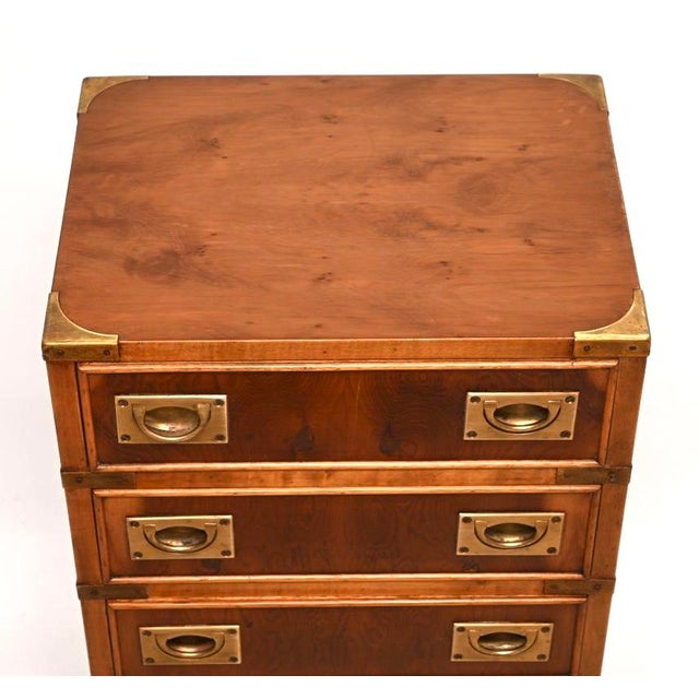 Antique Military Campaign Style Chest of Drawers in Yew Wood, 1950 For Sale - Image 6 of 10