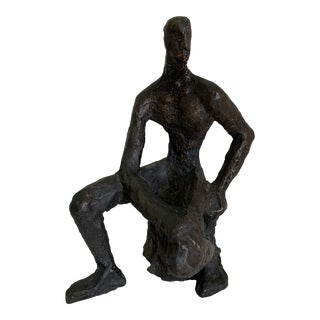 1960’s Vintage Bronze Figural Sculpture Giacometti Style For Sale