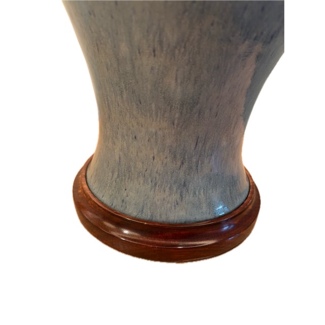 Wood Late 20th Century John Thompson Cerulean Baluster Lamps Unmarked - a Pair For Sale - Image 7 of 7