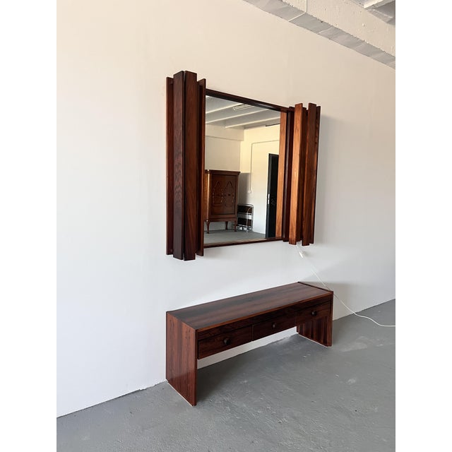 1970s Vintage Norwegian Mirror with Cabinet, 1970s For Sale - Image 5 of 11