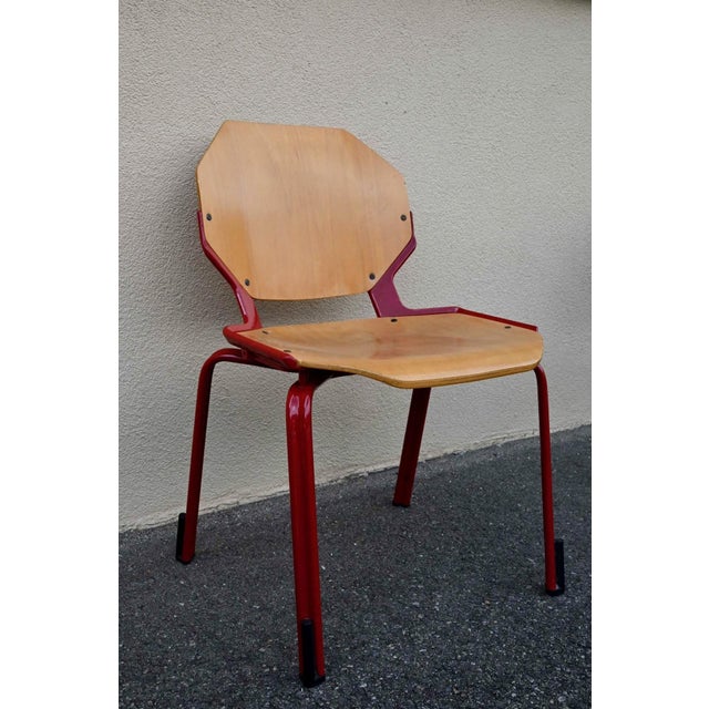 Wood Postmodern Series 34 Rio Chairs in Red Wood from Fröscher, 1985 For Sale - Image 7 of 18