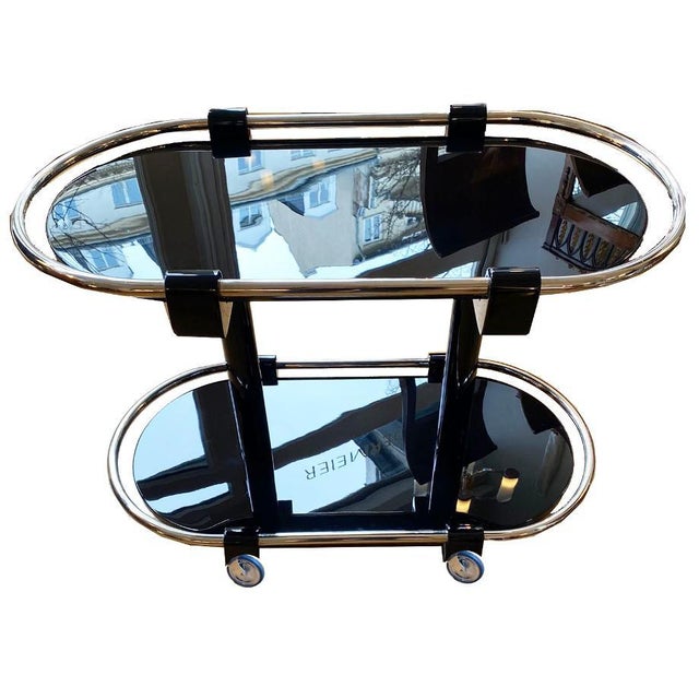 Art Deco Bar Cart in Black For Sale - Image 6 of 12