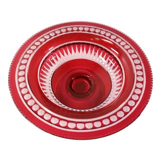 Antique Art Deco Red Crystal Val St Lambert Zermatt Centerpiece Bowl For Sale