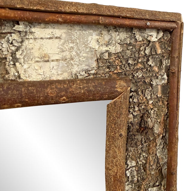 Wood Vintage American Birch Bark Framed Mirror For Sale - Image 7 of 11