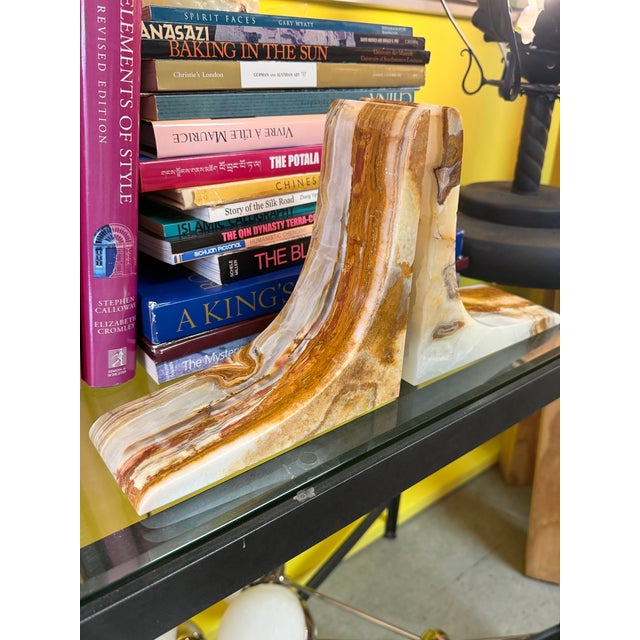 Steep Slope Onyx Bookends a Pair For Sale - Image 4 of 6