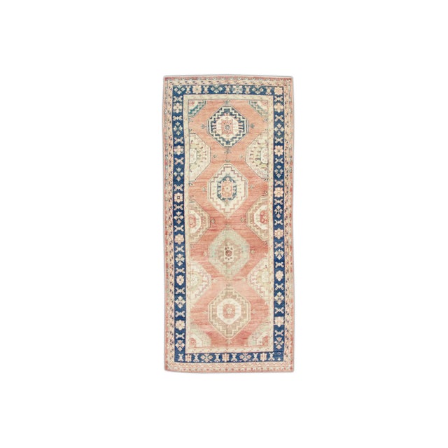 1960s Vintage Pink & Blue Rug For Sale - Image 10 of 10