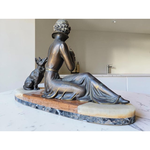 Art Deco Sculpture of Woman and Her Dog, 1930 For Sale - Image 8 of 13