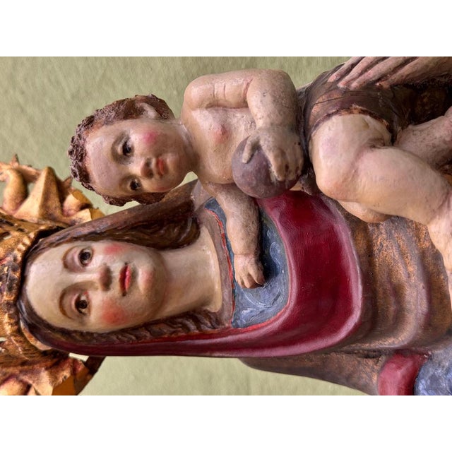 Virgin and Child in Polychrome Wood For Sale - Image 6 of 12