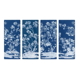 Blue Tree Panel, Unframed Artwork - Set Of 4 For Sale