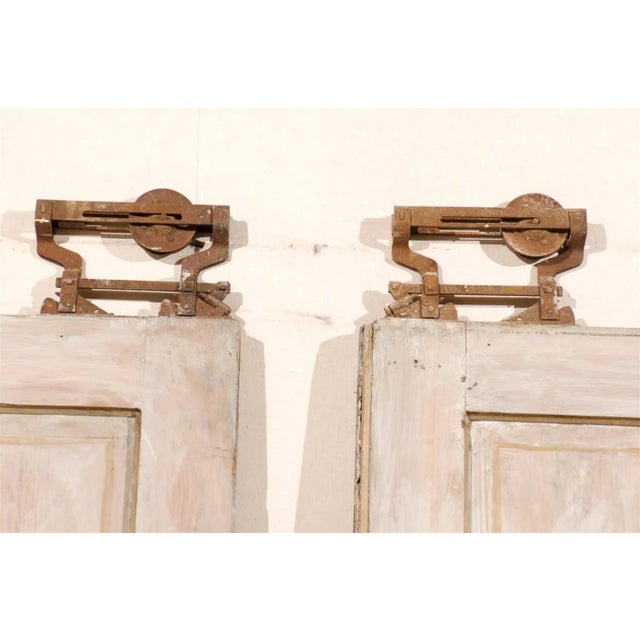Wood Early 20th Century American Painted Wood Pocket Doors - a Pair For Sale - Image 7 of 10