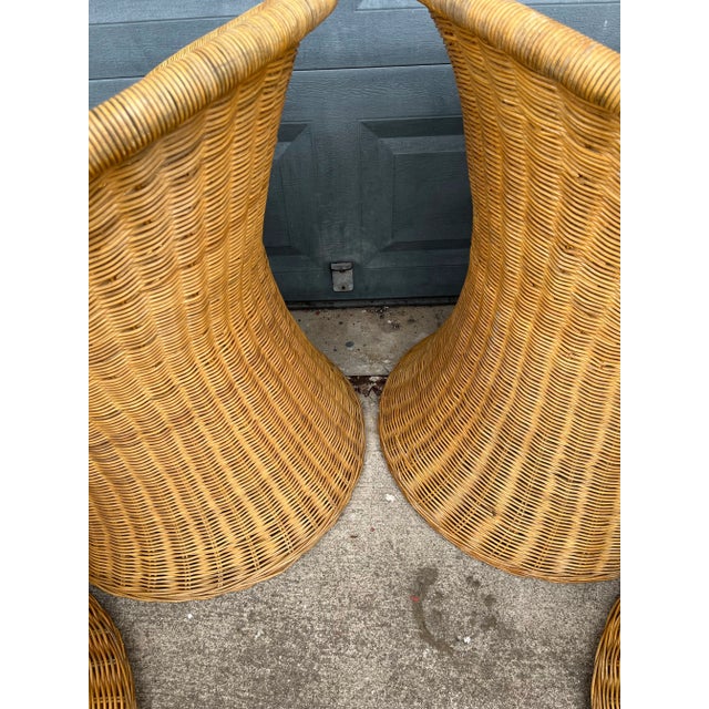 Modern Wicker Barrel Chairs | Set of Six For Sale - Image 4 of 12