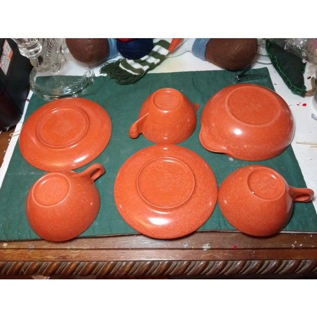 1950s Vintage Burnt Orange Branchell Color Flyte Dishes- 6 Pieces For Sale - Image 5 of 6