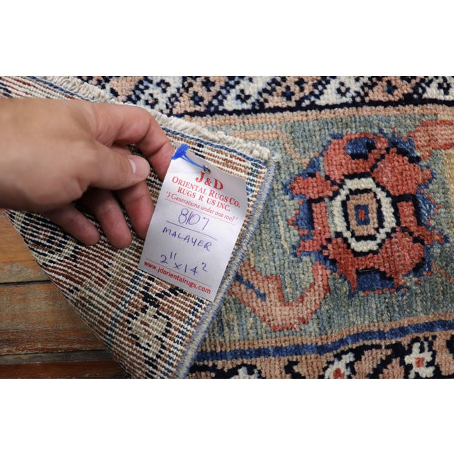 Vintage Persian Earth Tone Camel Navy Runner For Sale - Image 4 of 6