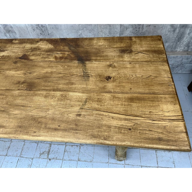Wood French Farmhouse Refectory Turned Leg Dining Table For Sale - Image 7 of 9