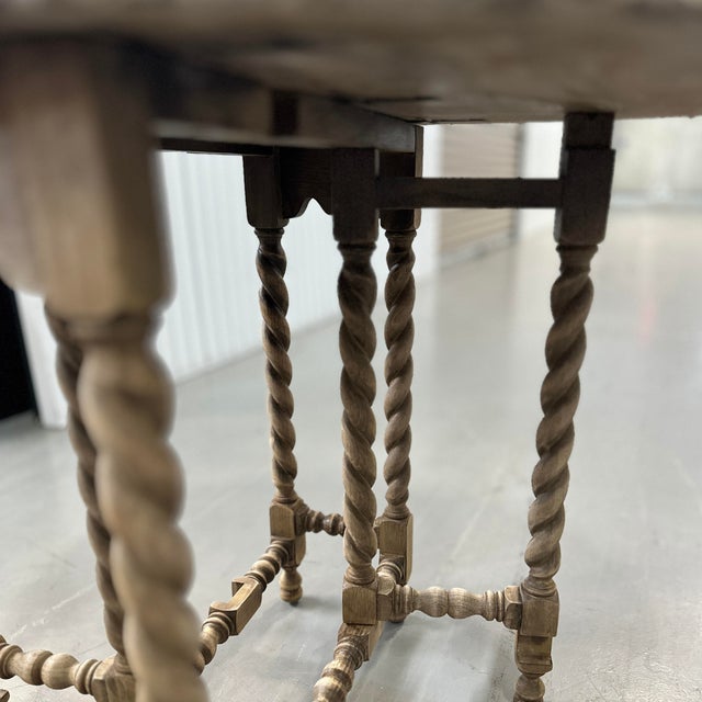 Wood French Gate Leg Drop Side Drop Side Table on Barley Twist Legs For Sale - Image 7 of 12