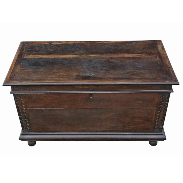 Large Antique European Oak Coffer, 18th Century For Sale - Image 4 of 14
