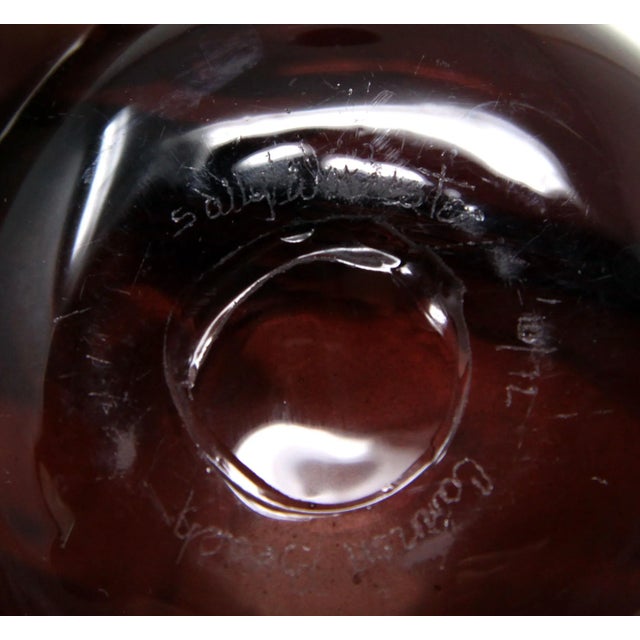 1972 Hand Blown Amethyst Art Glass Orb Vase For Sale - Image 9 of 11