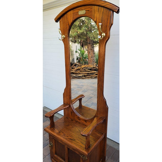 Mid 19th Century White Clad Solid Oak Wood Hall Tree Chairish