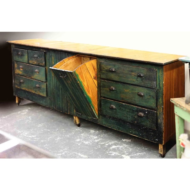 Antique Pine Counter With Storage For Sale - Image 11 of 12