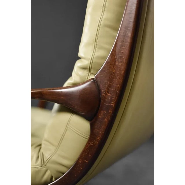 Wood Mid-Century German Modern Leather Swivel Armchair by Eugen Schmidt for Soloform, 1960s For Sale - Image 7 of 18
