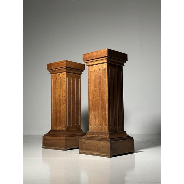 Mid-Century Oak Columns, 1960s, Set of 2 For Sale - Image 14 of 16