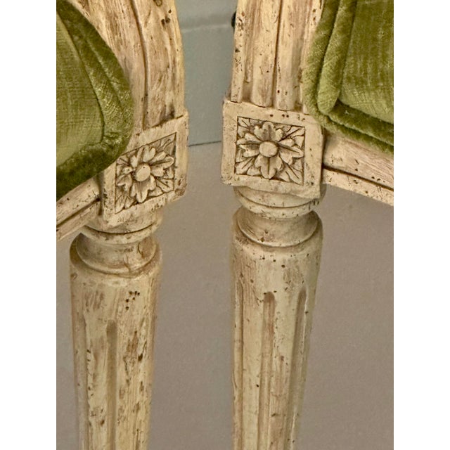 Set of Four Baker Louis XVI Painted Salon Chairs in Scalamandré Upcountry Velvet For Sale - Image 12 of 12