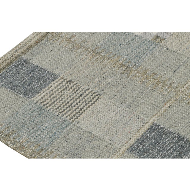 Rug & Kilim’s Scandinavian Kilim Rug With Gray and Blue Geometric Patterns For Sale In New York - Image 6 of 7