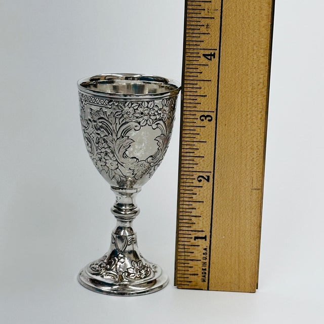 Late 20th Century Baroque Silver Plated Mini Goblets Set of 2 With Serving Trays - 4 pcs For Sale - Image 10 of 12