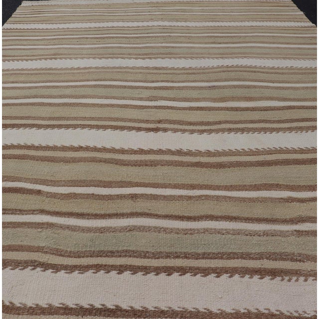 Doris Leslie Blau Taupe with Beige Vintage Striped Taupe And Beige Rug For Sale - Image 11 of 11