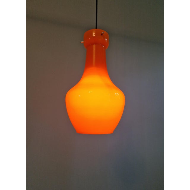 1970s Space Age Orange Opaline Glass Pendant from Targetti Sankey, Italy, 1960s-1970s For Sale - Image 5 of 12