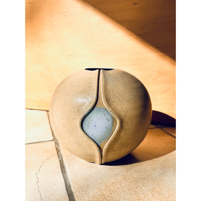 Sculptural Handmade Ceramic Vase with Central Glazed Window, Germany, 1980s For Sale - Image 10 of 13