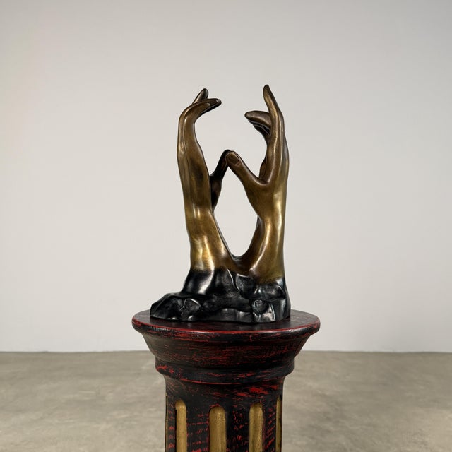 Rodin “The Cathedral” Bronze Sculpture – Intertwined Hands Study, 12” H For Sale - Image 4 of 11