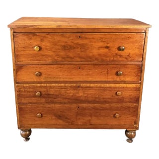 19th Century Cherry Chest With Bun Feet For Sale