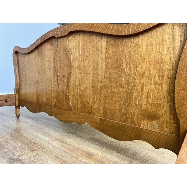 Vintage French Louis XVI Double Bed Frame in Carved Oak For Sale - Image 14 of 15