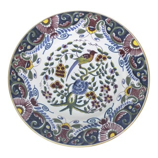 Vintage Hand Painted Netherlands Pottery Wall Plate For Sale