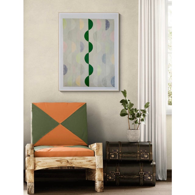 Mid-Century Modern Geometric Composition With Green For Sale - Image 3 of 5