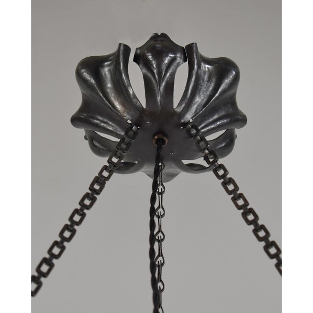 Large French Art Deco Pendant Light by Daum & Majorelle - 1925 Cameo Chandelier France For Sale - Image 13 of 15
