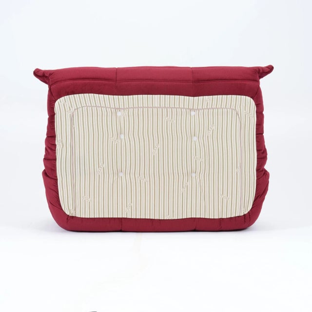 Restored Vintage Togo Loveseat by Ligne Roset in Bordeaux Red Corduroy For Sale - Image 9 of 12