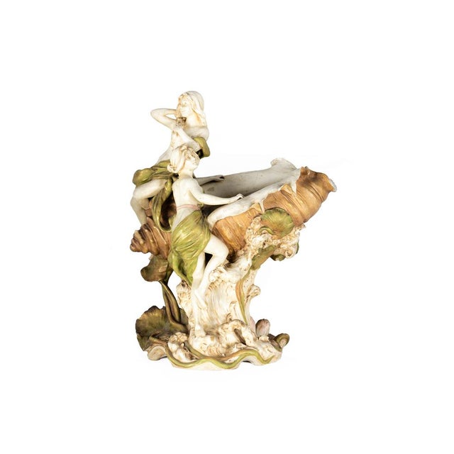 Art Nouveau Porcelain Centerpiece with Nymphs from Royal Dux Bohemia, 1900s For Sale - Image 11 of 14