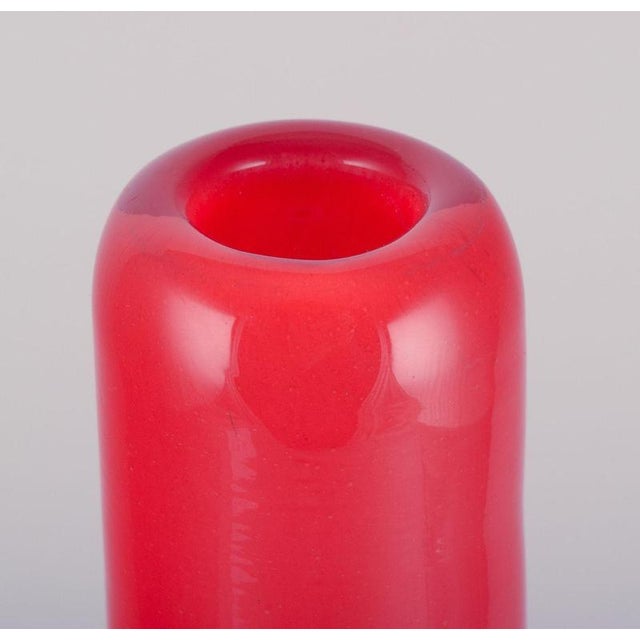 Tall and Slender Art Glass Vase in Orange Glass by Henry Dean, Belgian For Sale - Image 4 of 7