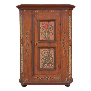 1743 Alpine Floral Painted Cupboard For Sale
