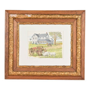 Artist Signed "Country Living" Hand Painted Framed Print by Jack Appleton