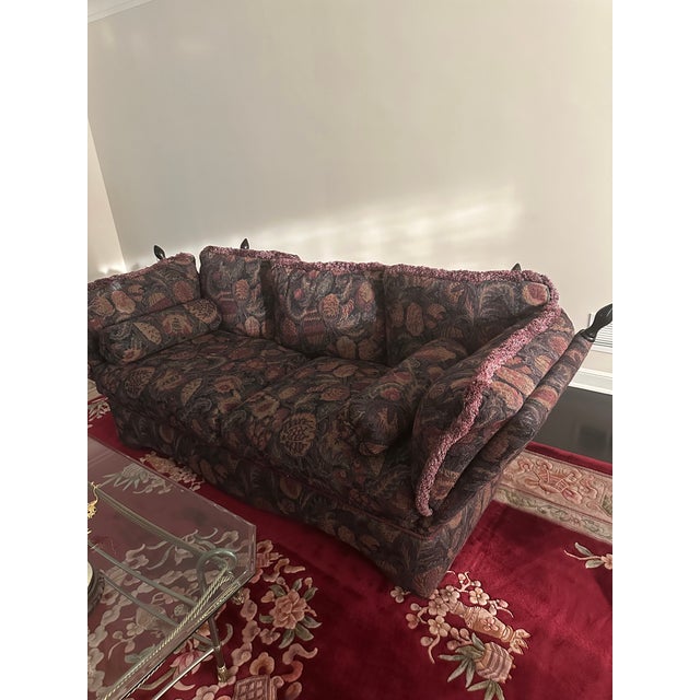 1990s Vintage Custom-Made Tapestry Couch For Sale - Image 5 of 15