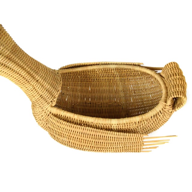 Tan Mid 20th Century Hand Woven Duck Bird Basket For Sale - Image 8 of 10