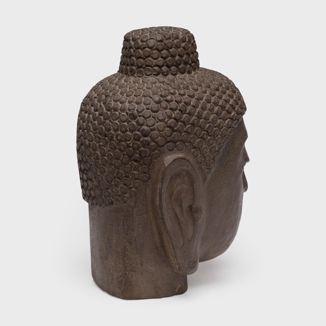Chinese Chinese Stone Shakyamuni Buddha Head, C. 1900 For Sale - Image 3 of 5