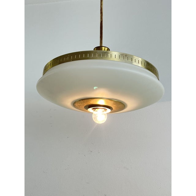 Mid-Century Modern Mid-Century Hanging Light in Opaline Glass from Stilux Milano, 1960s For Sale - Image 3 of 12