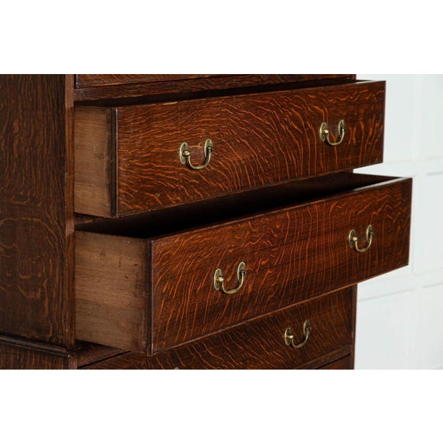 Brown Large English Oak Tallboy Chest Drawers, 1870 For Sale - Image 8 of 14